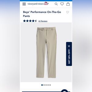 Vineyard Vines Boys Performance On the Go Khaki Pants, size 18, like new